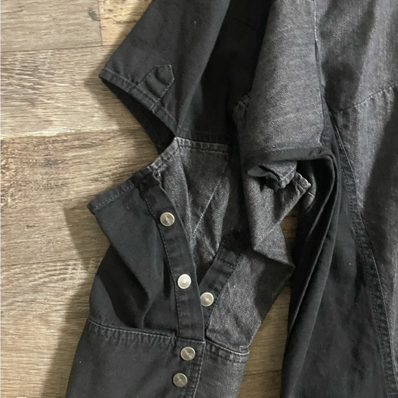 Diesel Patchwork Denim Shirt Dress Black Women's XXS (0) Oversized Fits M/L - Picture 11 of 13